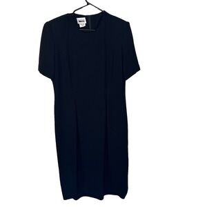 Leslie Fay Women's Black Dress – Size 12 – Classic Short Sleeve Sheath – Elegant